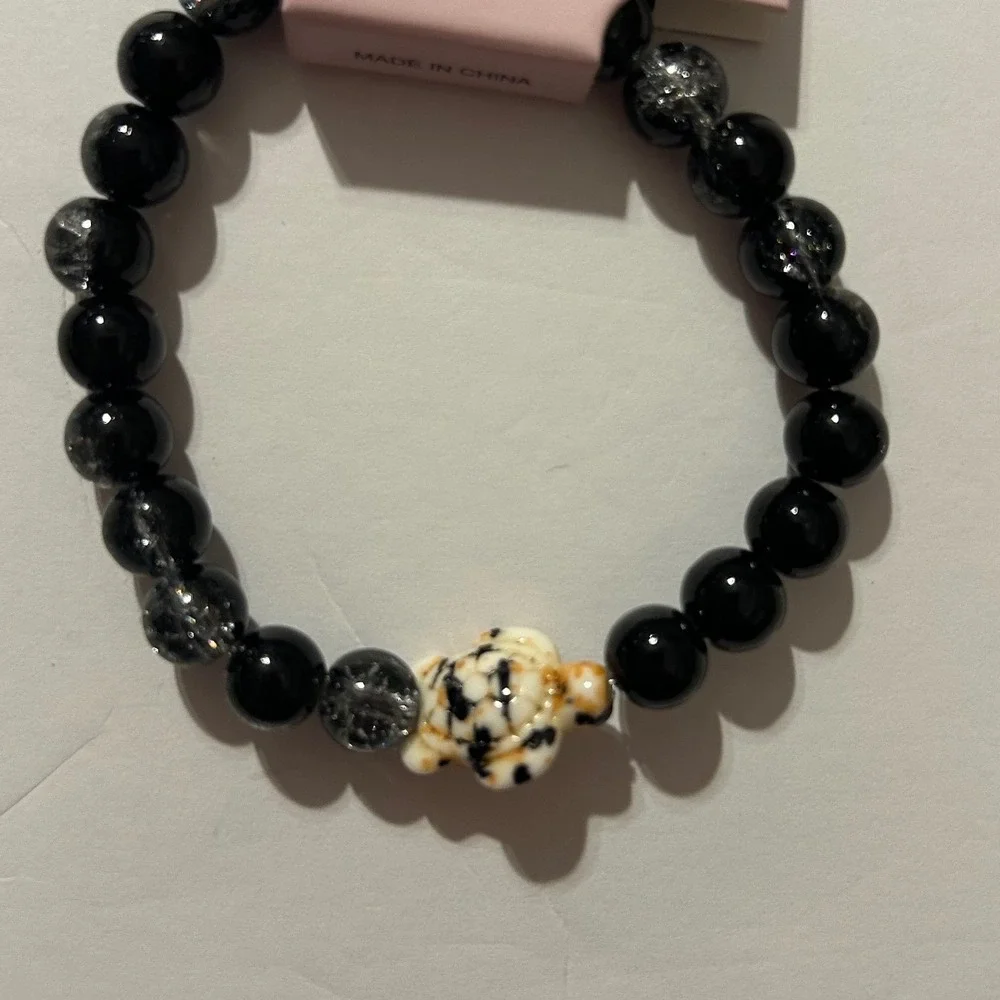 Simply Southern Sea Turtle Tracking Bracelet Black Beaded Stretch Conservation